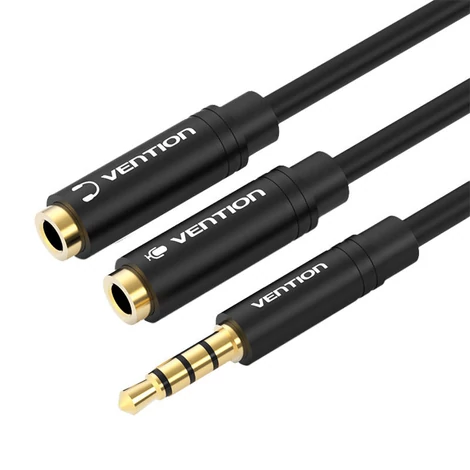 Vention BBVBY Sztereó osztó 3,5 mm-es apa és 3,5 mm-es anya 0,3m (fekete)