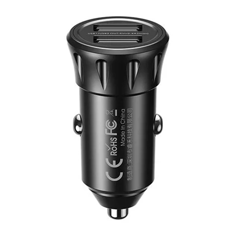 Remax RCC236 Autós töltő 2x USB,  2.4A (fekete) + 3 az 1-ben kábel