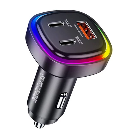 Remax RCC330 Autós töltő USB, 2x USB-C , 66W (fekete)