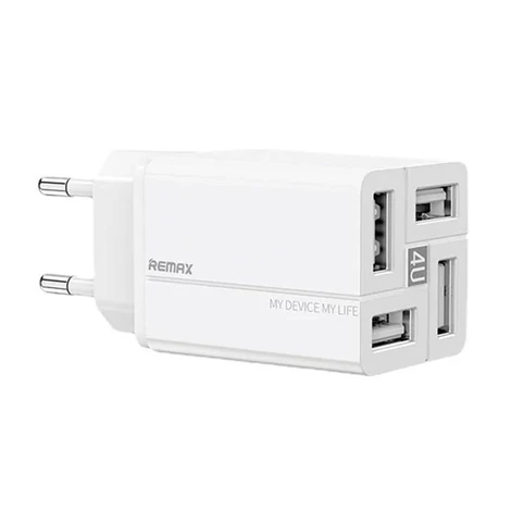Remax fali töltő, RP-U43, 4x USB, 3.4A (fehér)