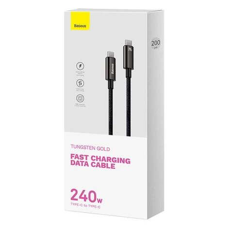 Baseus Tungsten Gold USB-C USB-C kábel 240W 2m (fekete)