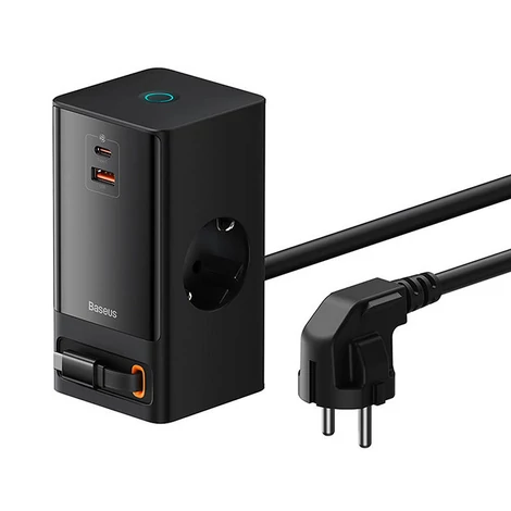 Baseus PowerCombo 65W Fali töltő / Powerstrip (fekete)