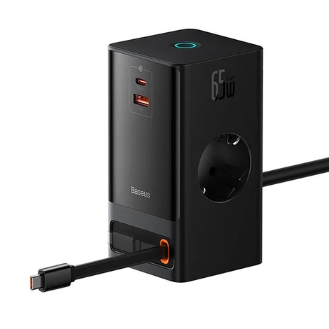 Baseus PowerCombo 65W Fali töltő / Powerstrip (fekete)