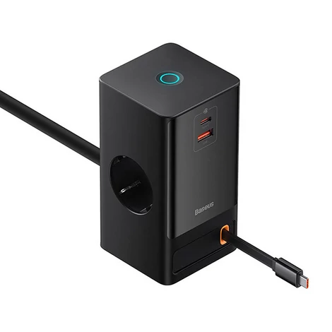 Baseus PowerCombo 65W Fali töltő / Powerstrip (fekete)