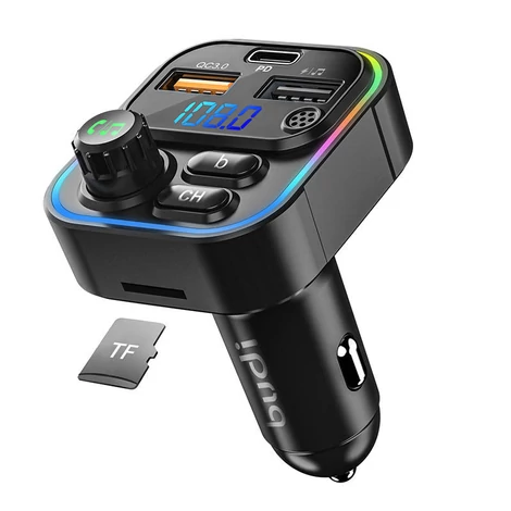 Budi T05 autós adóvevő, transzmitter, 2 x USB + USB-C