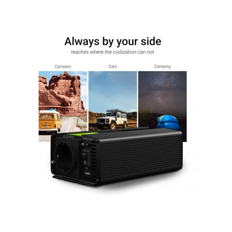 Green Cell Autós Teljesítmény Inverter 24V-ról 230V-ra feszültségátalakító (feszültség növelő) 500W/1000W