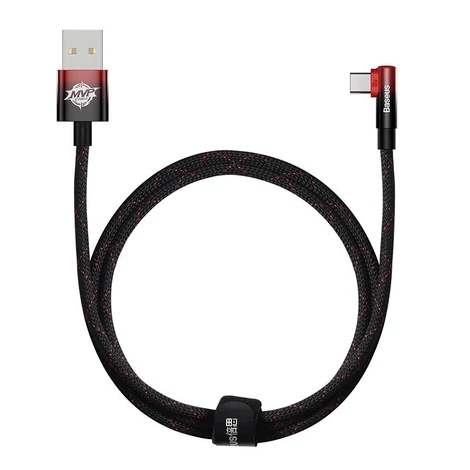 Baseus Elbow 1m 100W USB és USB-C szögletes kábel (fekete-piros)