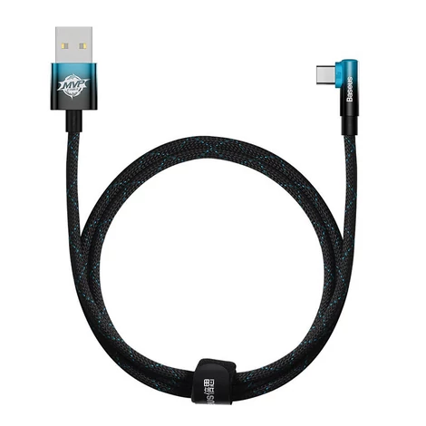 Baseus Elbow 1m 100W USB és USB-C szögletes kábel (fekete-kék)