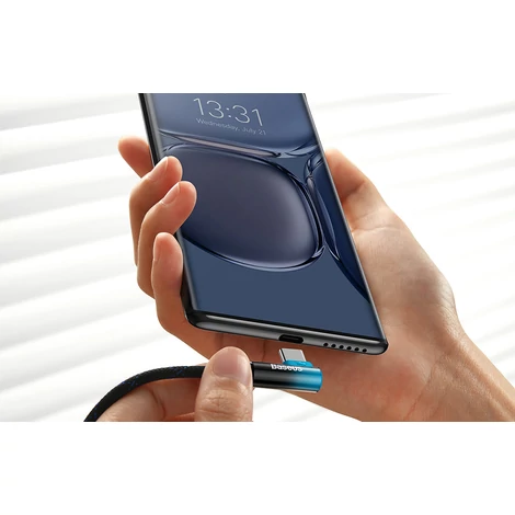 Baseus Elbow USB-USB-C 100W 2m-es szögletes kábel (fekete-kék)