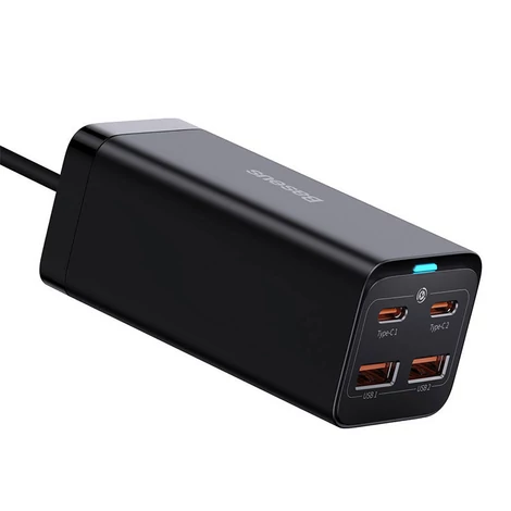 Baseus GaN3 Pro 2xUSB-C + 2xUSB hálózati töltő, 100W (fekete).