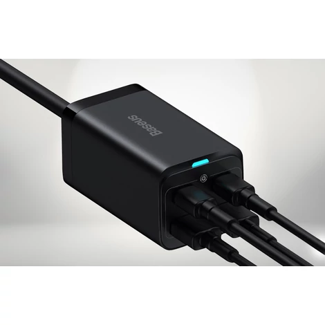 Baseus GaN3 Pro 2xUSB-C + 2xUSB hálózati töltő, 100W (fekete).