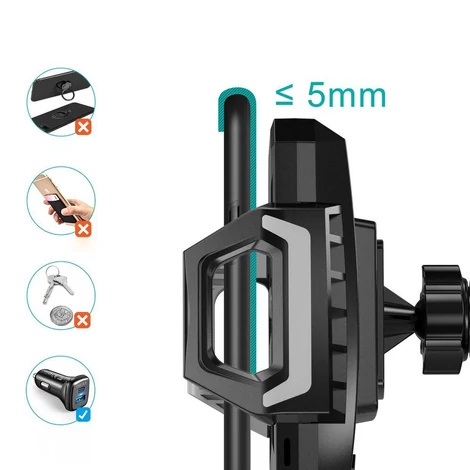 Choetech autós vezeték nélküli töltő Qi 15W autós tartó műszerfalra fekete (T521-F)