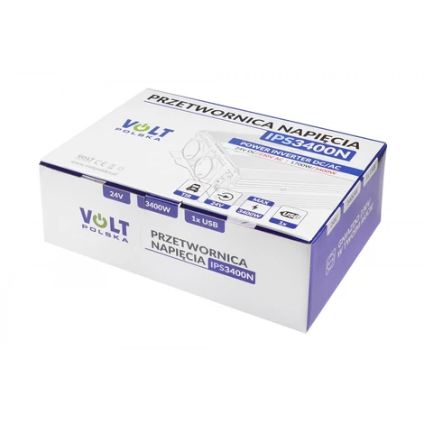 VoltPolska Autós Inverter 24V-ról 230V-ra feszültségátalakító (feszültség növelő) 1700W/3400W + USB