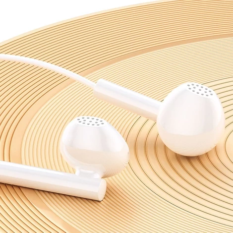 WK Design USB Type C csatlakozóval rendelkező vezetékes fülhallgató, távirányítóval, fehér (YA01)
