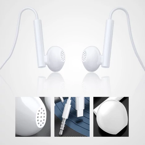 WK Design USB Type C csatlakozóval rendelkező vezetékes fülhallgató, távirányítóval, fehér (YA01)