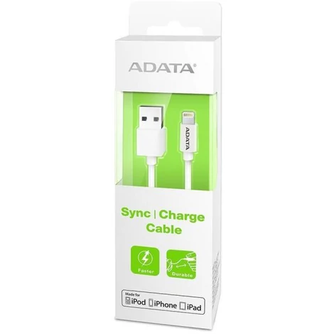 Adata adat- és töltő Lightning kábel 1m fehér 2.4A