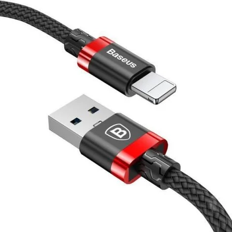 Baseus Golden Belt Series iPhone Lightning USB kábel 1m Fekete-Piros