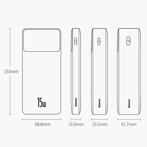 Powerbank Baseus Bipow 30000mAh, 2xUSB, USB-C, 15W (fekete)