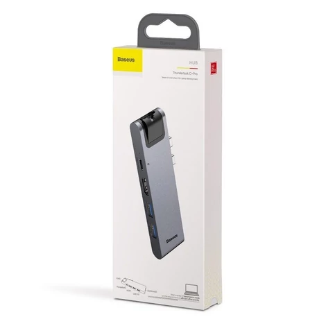 Baseus Enjoyment 7in1 Dual Type-C to HDMI + USB 3.0 + LAN + SD + MicroSD + USB C PD Dokkoló HUB Szürke (CAHUB-L0G)