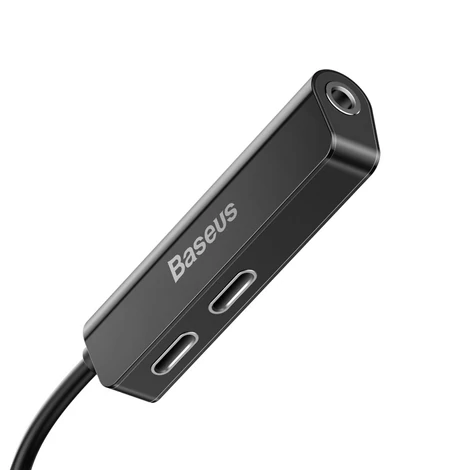 Baseus 3-in-1 iP Lightning to 2x lightning + 3.5mm Audio Adapter L52 Fekete (CALL52-01)