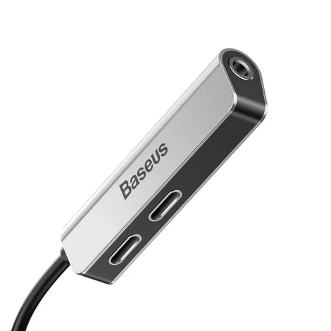 Baseus 3-in-1 iP Lightning to 2x lightning + 3.5mm Audio Adapter L52 Ezüst (CALL52-S1)