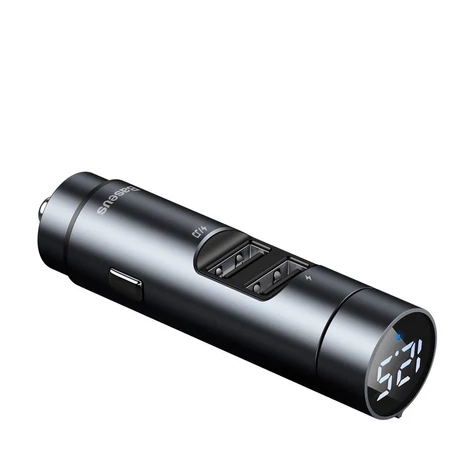 Baseus Energy Column Bluetooth FM Transmitter Transzmitter MP3 Autós töltő 2x USB QC3.0 3,1A - Fekete (CCNLZ-0G)