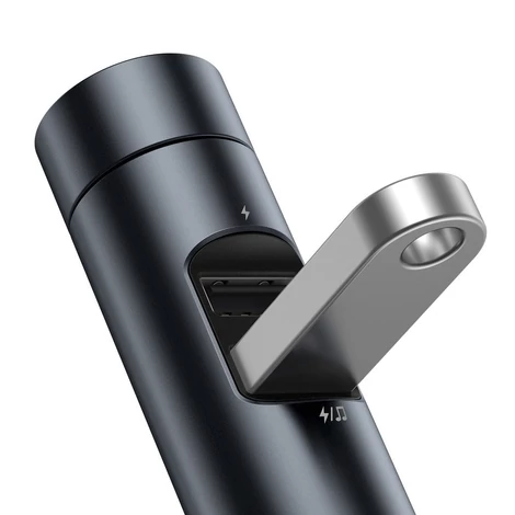 Baseus Energy Column Bluetooth FM Transmitter Transzmitter MP3 Autós töltő 2x USB QC3.0 3,1A - Fekete (CCNLZ-0G)