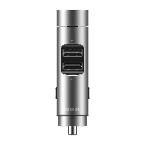 Baseus Energy Column Bluetooth FM Transmitter Transzmitter MP3 Autós töltő 2x USB QC3.0 3,1A - Ezüst (CCNLZ-0S)