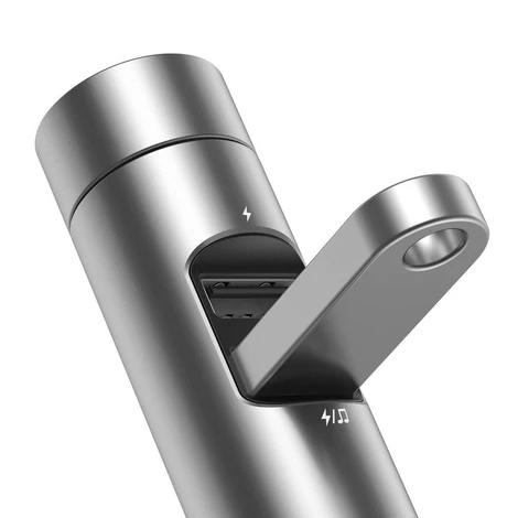 Baseus Energy Column Bluetooth FM Transmitter Transzmitter MP3 Autós töltő 2x USB QC3.0 3,1A - Ezüst (CCNLZ-0S)
