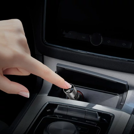 Baseus Energy Column Bluetooth FM Transmitter Transzmitter MP3 Autós töltő 2x USB QC3.0 3,1A - Ezüst (CCNLZ-0S)
