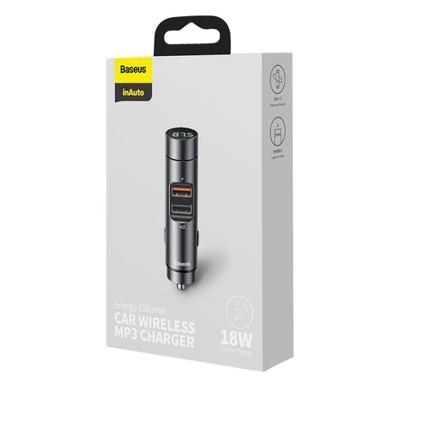 Baseus Energy Column Bluetooth FM Transmitter Transzmitter MP3 Autós töltő 2x USB QC3.0 2.0 18W