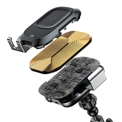 Baseus autós tartó (szélvédőre, műszelfalra, automata, QI Wireless, vezeték nélküli töltés) FEKETE (WXZN-B01)