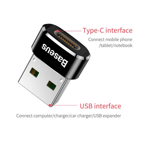 Baseus USB-C anya - USB-A átalakító adapter fekete (CAAOTG-01)