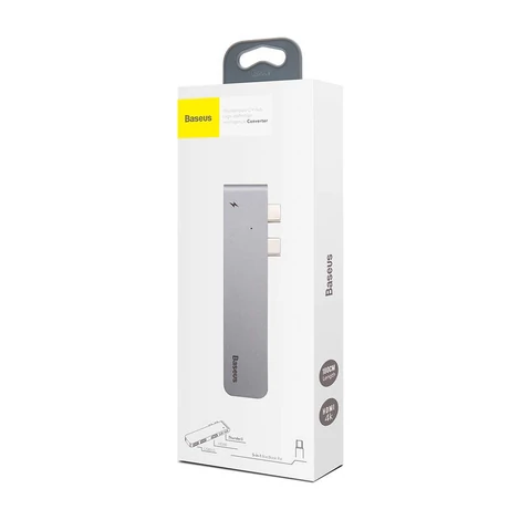 Baseus Thunderbolt C+ Dual Type-C to USB3.0/HDMI/Type-C HUB adapter Sötétszürke (CAHUB-B0G)