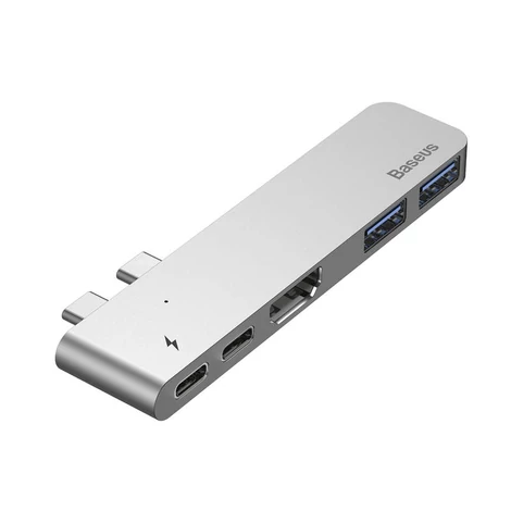 Baseus Thunderbolt C+ Dual Type-C to USB3.0/HDMI/Type-C HUB adapter Sötétszürke (CAHUB-B0G)
