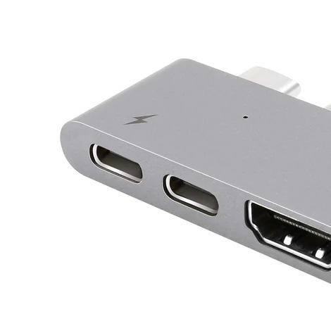 Baseus Thunderbolt C+ Dual Type-C to USB3.0/HDMI/Type-C HUB adapter Sötétszürke (CAHUB-B0G)