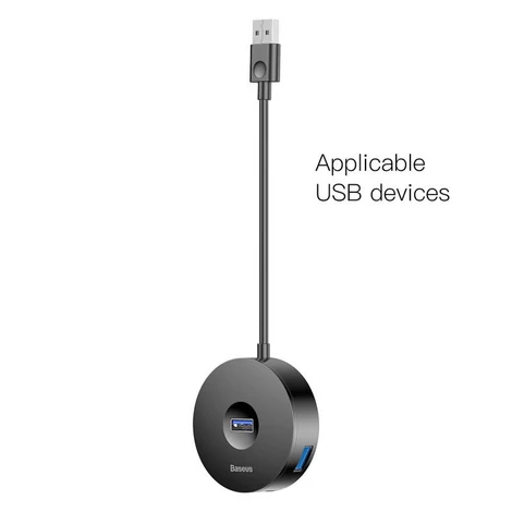 Baseus Multi HUB Round Box USB 3.0 to 1x USB3.0 + 3x USB2.0 Fekete (CAHUB-F01)