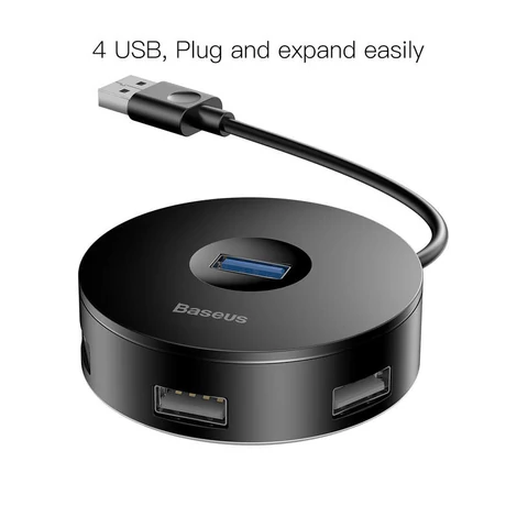 Baseus Multi HUB Round Box USB 3.0 to 1x USB3.0 + 3x USB2.0 Fekete (CAHUB-F01)