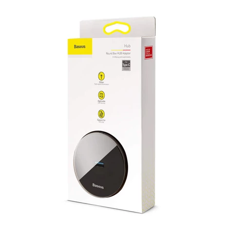Baseus Multi HUB Round Box USB-C to 1x USB3.0 + 3x USB2.0 Fekete (CAHUB-G01)