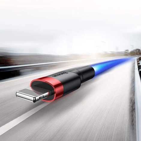 Baseus Lightning Cafule iPhone Adat- és töltőkábel 2.4A 0.5m Piros + Fekete (CALKLF-A19)