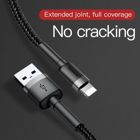 Baseus Lightning Cafule iPhone Adat- és töltőkábel 2.4A 0.5m Szürke + Fekete (CALKLF-AG1)