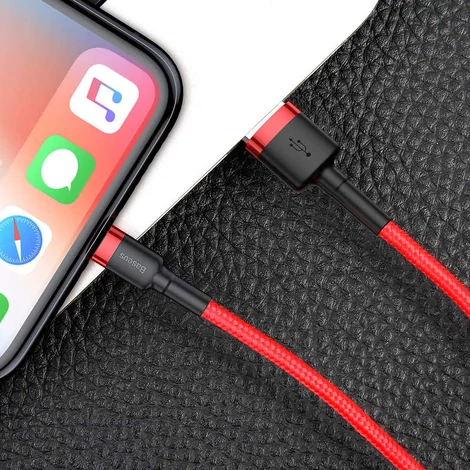 Baseus Lightning Cafule iPhone Adat- és töltőkábel 2.4A 1m Piros + Piros (CALKLF-B09)