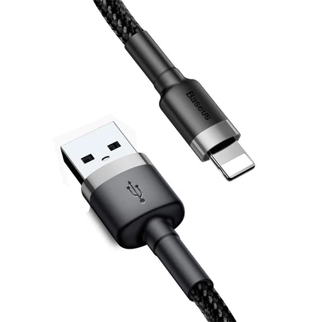 Baseus Lightning Cafule iPhone Adat- és töltőkábel 2.4A 1m Szürke + Fekete (CALKLF-BG1)