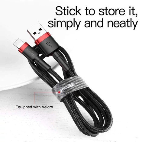 Baseus Lightning Cafule iPhone Adat- és töltőkábel 1.5A 2m Piros + Fekete (CALKLF-C19)