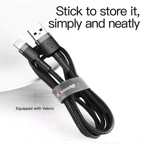 Baseus Lightning Cafule iPhone Adat- és töltőkábel 1.5A 2m Szürke + Fekete (CALKLF-CG1)