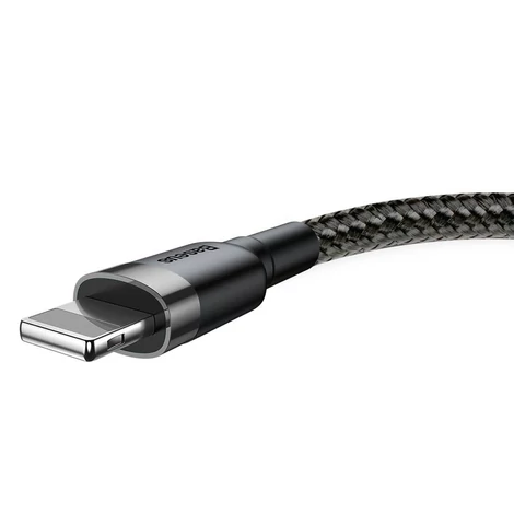 Baseus Lightning Cafule iPhone Adat- és töltőkábel 2A 3m Szürke + Fekete (CALKLF-RG1)