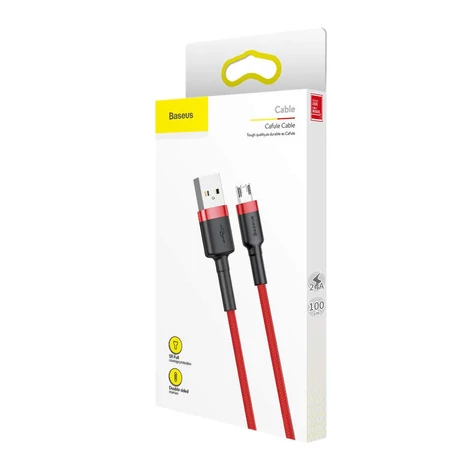 Baseus Micro USB Cafule Adat- és töltőkábel 2.4A 1m Piros + Piros (CAMKLF-B09)