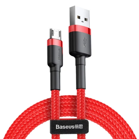 Baseus Micro USB Cafule Adat- és töltőkábel 2.4A 1m Piros + Piros (CAMKLF-B09)