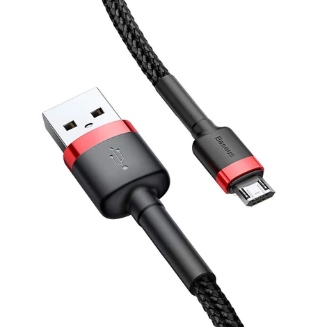 Baseus Micro USB Cafule Adat- és töltőkábel 2.4A 1m Piros + Fekete (CAMKLF-B91)