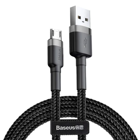 Baseus Micro USB Cafule Adat- és töltőkábel 2.4A 1m Szürke + Fekete (CAMKLF-BG1)